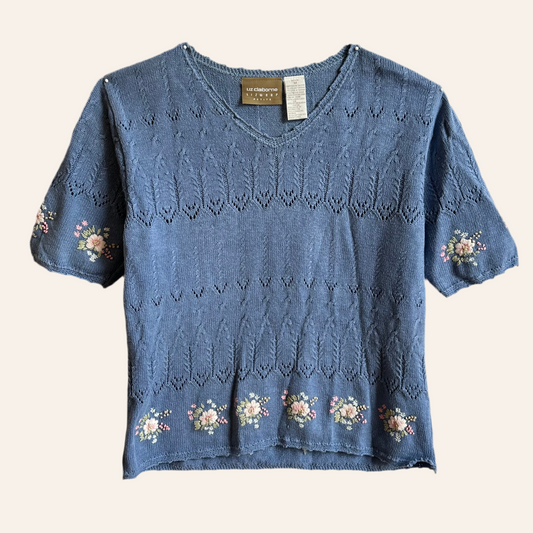 Blue knit top - Petite Med
