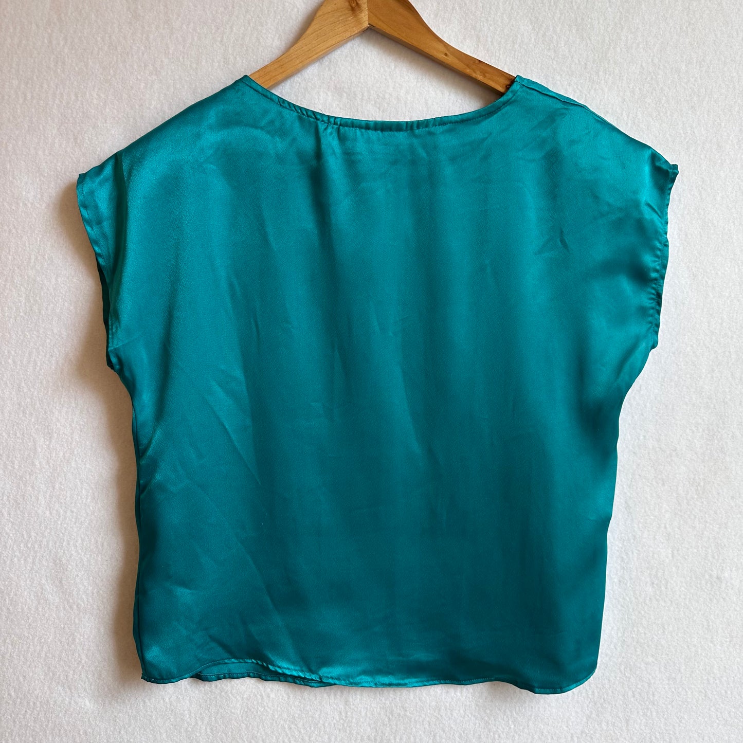 Teal satin top - Med
