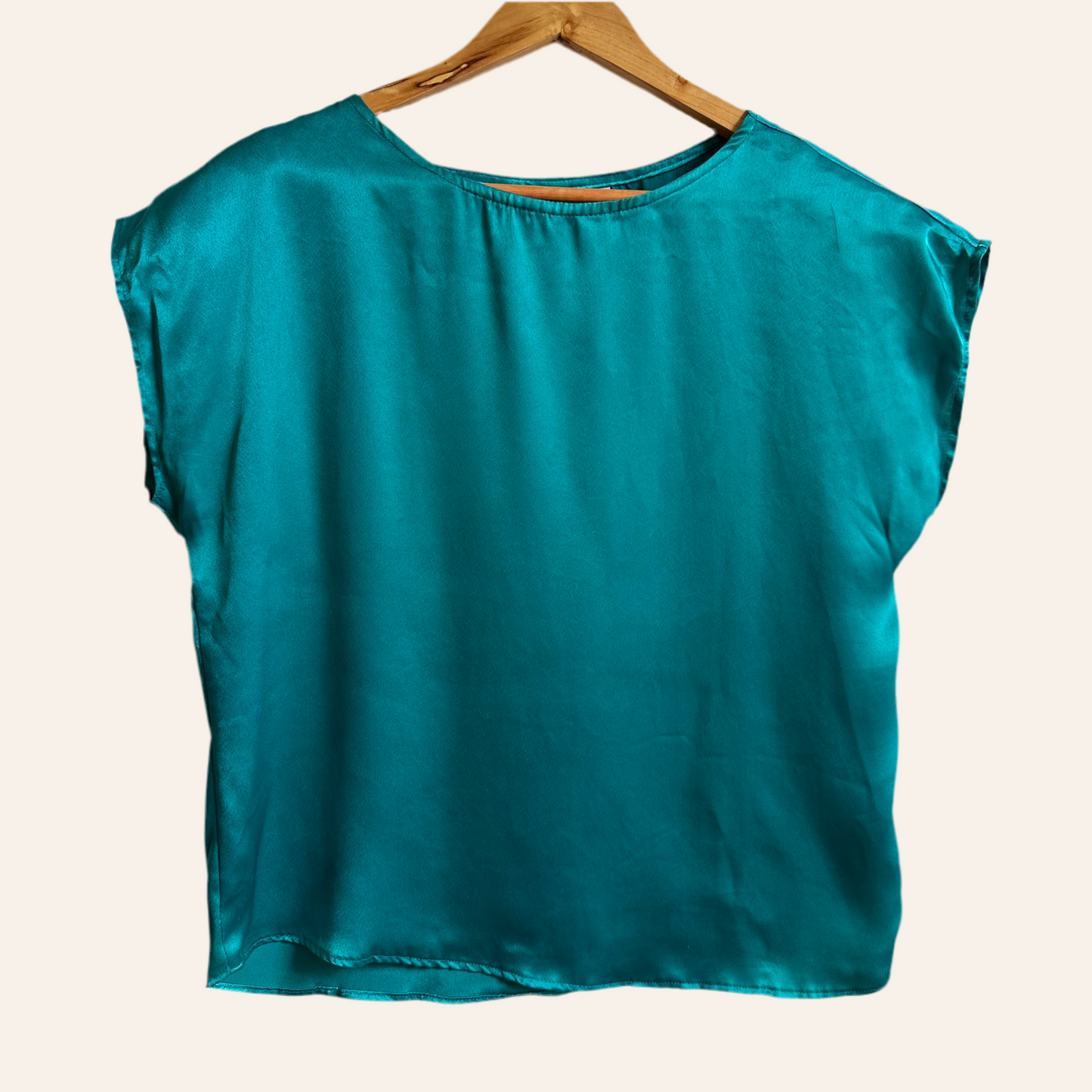 Teal satin top - Med
