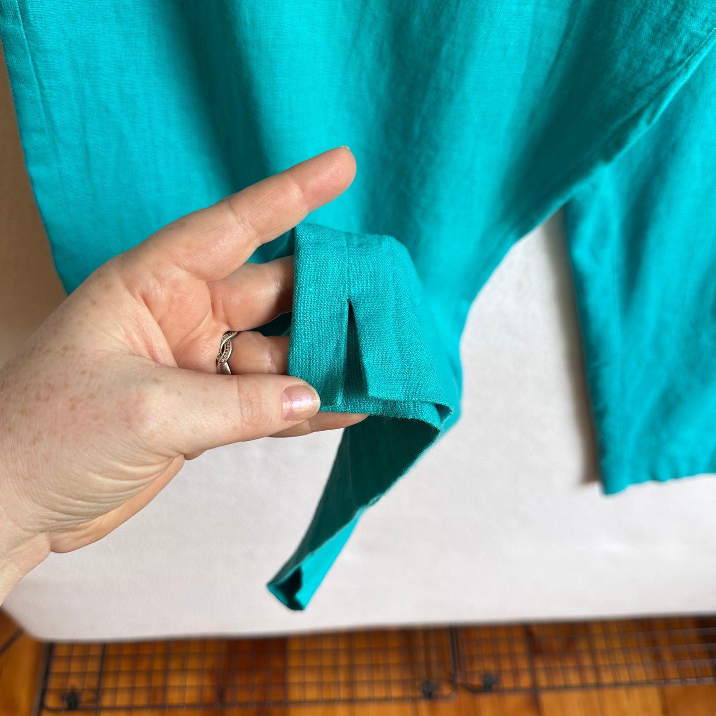 Teal linen pants - SZ 18