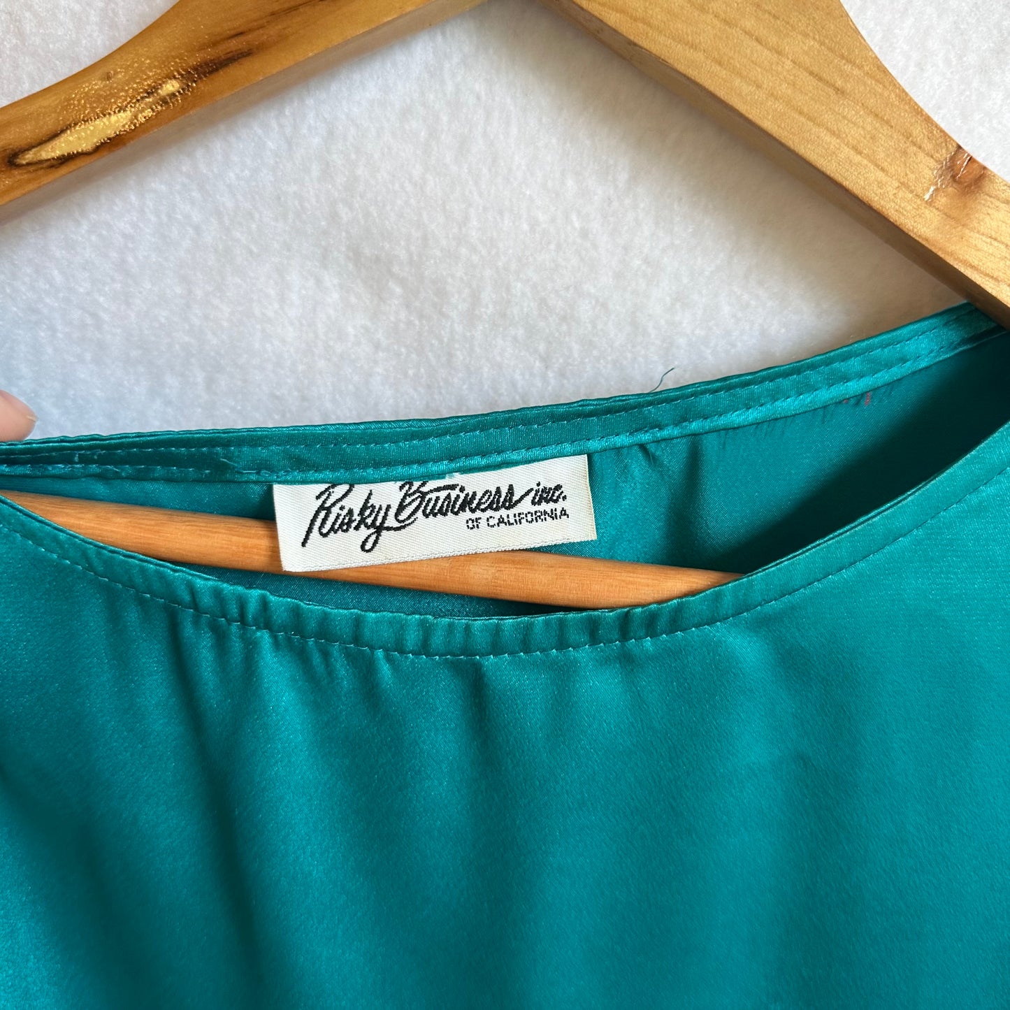 Teal satin top - Med