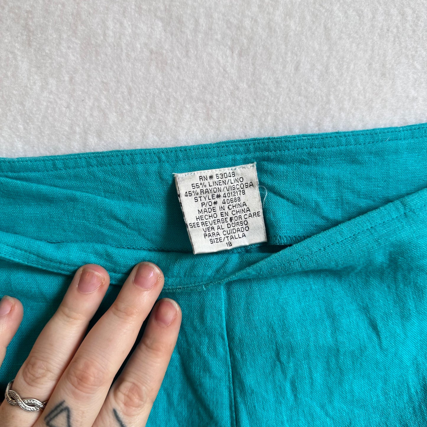 Teal linen pants - SZ 18