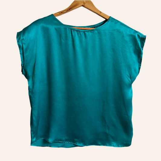 Teal satin top - Med